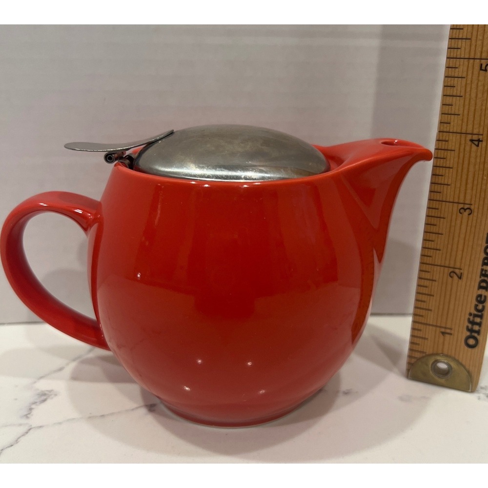 Zero Japan Red Ceramic Teapot with Stainless Steel Lid and Infuser 15oz